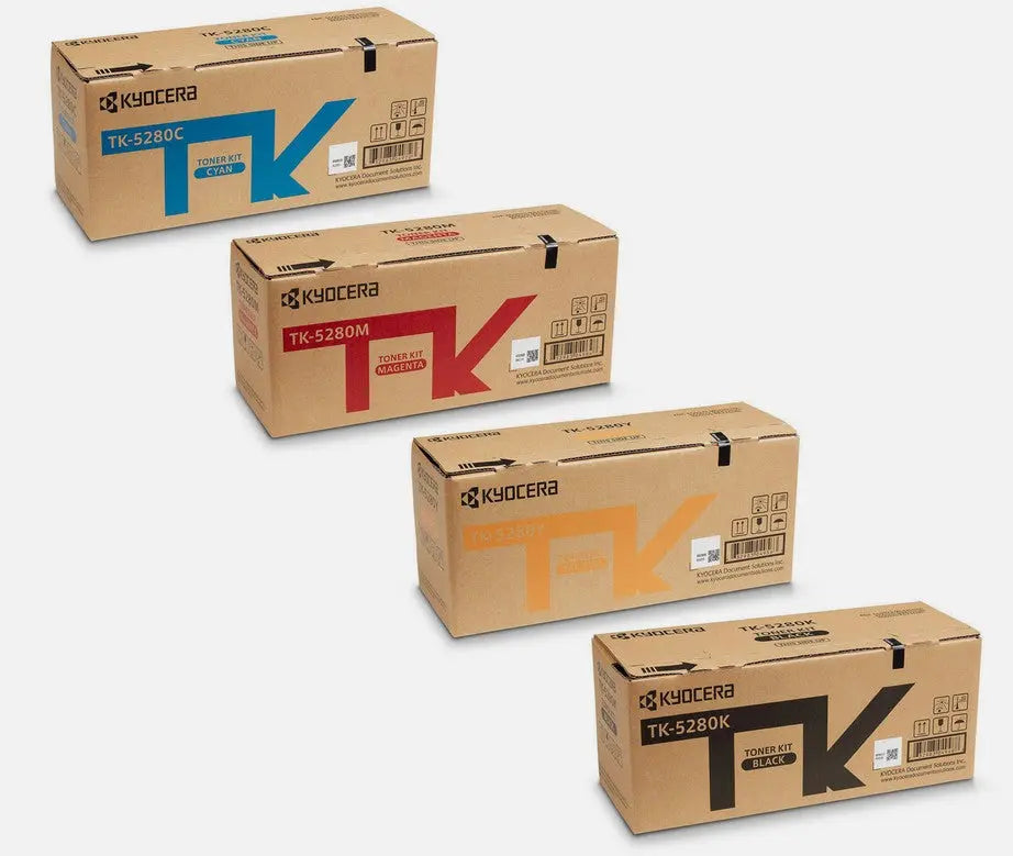 Kyocera TK-5280 Toner Multipack - 4er Original B2B für beste Druckqualität, Kartons in verschiedenen Farben.