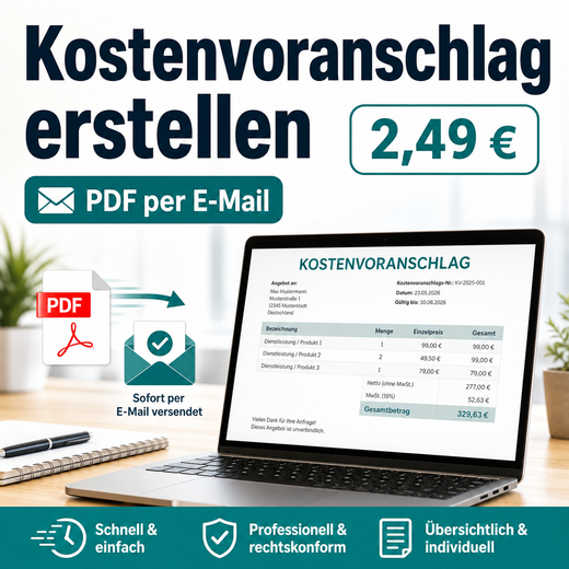 Kostenvoranschlag erstellen PDF per E-Mail